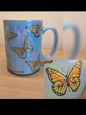 Spectrum Designz Luster Glaze Butterfly Coffee Cup Mug 18 oz